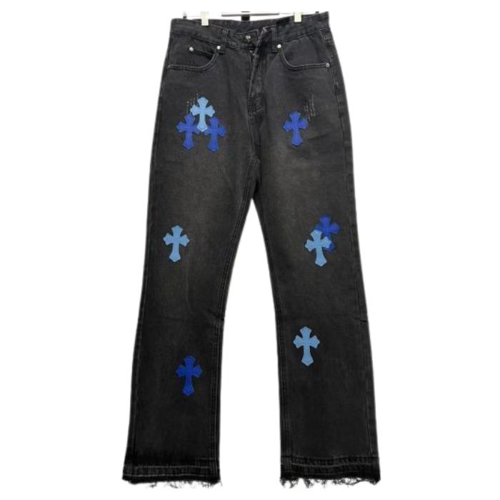 Chrome Hearts Black and Blue Cross Jeans