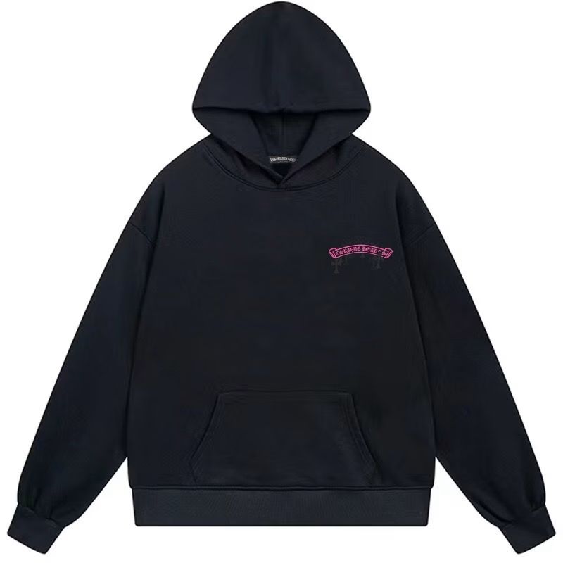 Chrome Hearts Pink Cemetery Cross Hoodie Black
