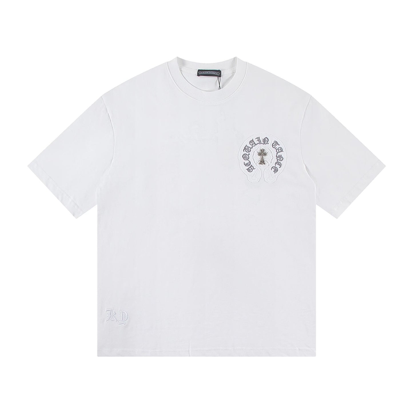 Chrome Hearts White Embroidered Floral Cross T-Shirt