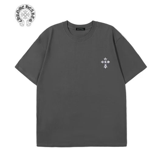 Chrome Hearts Grey Floral Cross Back Graphic Tee