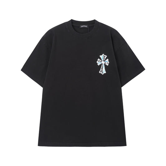 Chrome Hearts Blue Triple Cross Graffiti T-Shirt Black