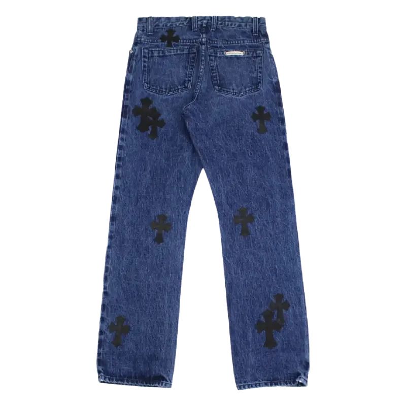 Cross Leather Patches Jeans