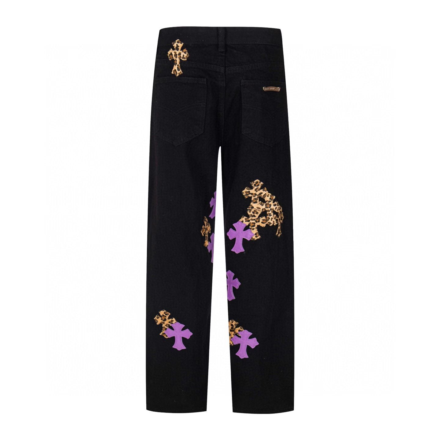 Chrome Hearts Purple Cross Leopard Print Jeans