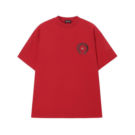 Chrome Hearts Red Horseshoe Cross Logo T-Shirt Red