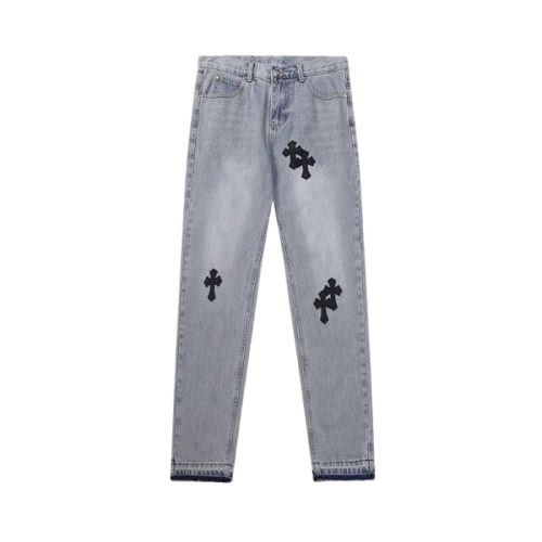 Chrome Hearts Hand-Painted Cross Leather Jeans