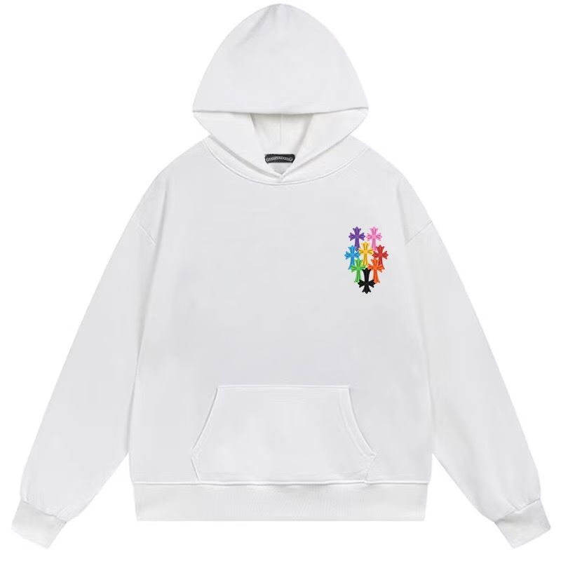 Chrome Hearts Multi Color Cross Graphic White Hoodie
