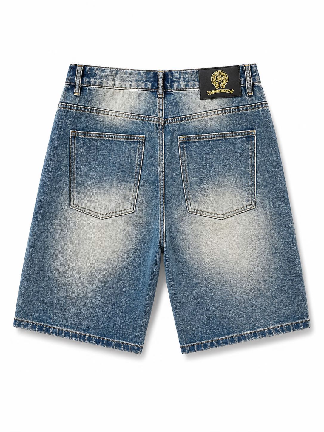 Chrome Hearts Distressed Cross Embroidery Denim Shorts