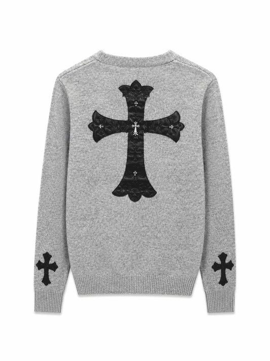 Chrome Hearts Leather Cross Patch Cardigan
