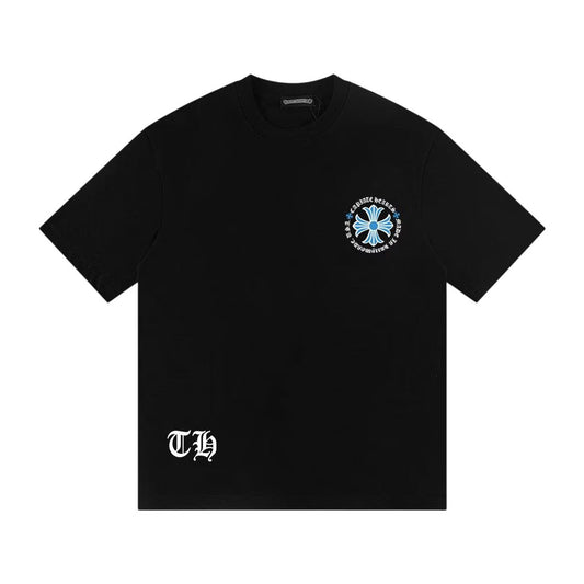Chrome Hearts Blue Cross Logo Black T-Shirt