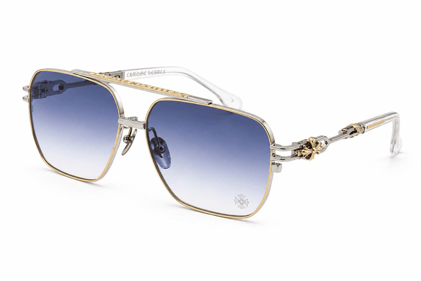 Chrome Hearts Gold Hexagon Blue Gradient Sunglasses