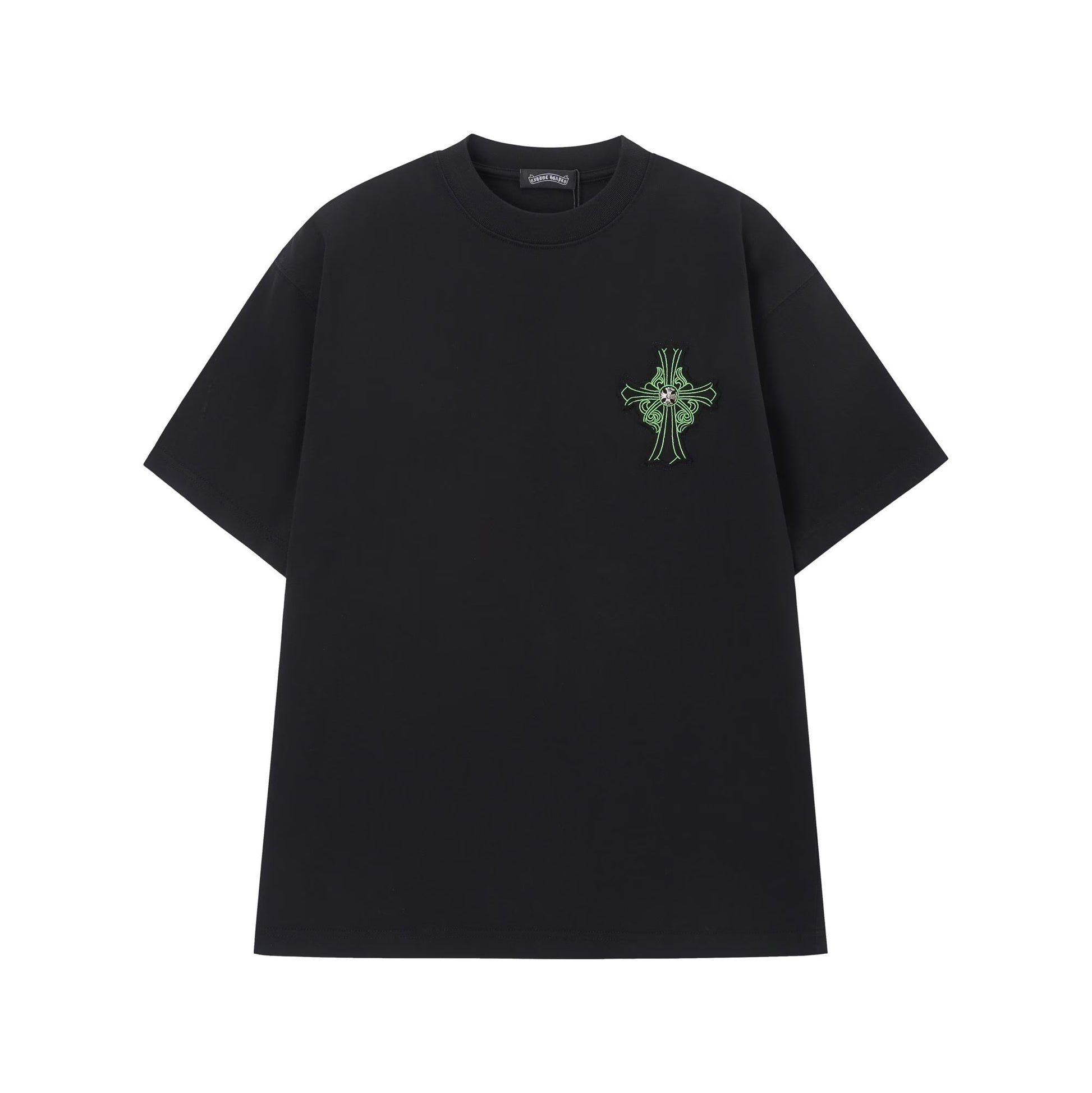 Chrome Hearts Black Green Cross Embroidered T-Shirt