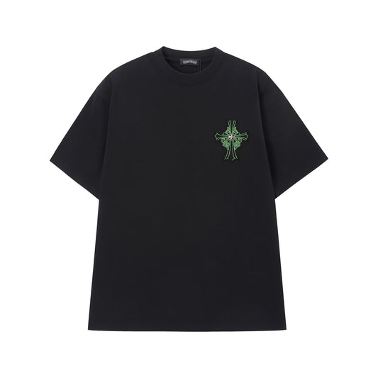 Chrome Hearts Black Green Cross Embroidered T-Shirt