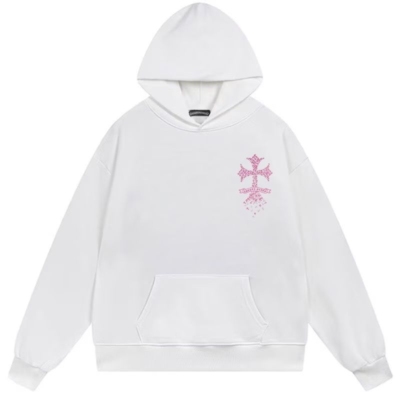Chrome Hearts Pink Cross White Hoodie
