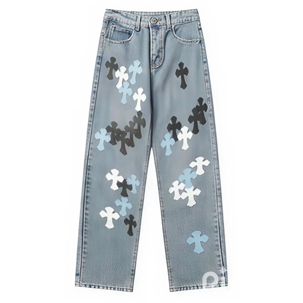 Chrome Style Levis Hearts Cyan Jeans