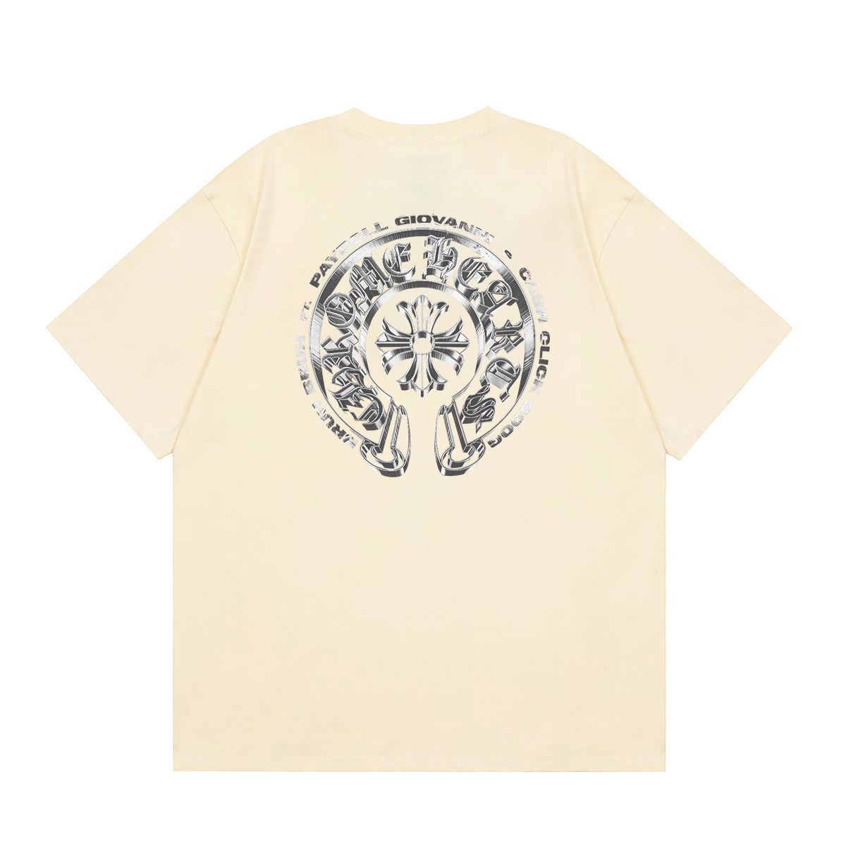 Chrome Hearts Silver Scroll Logo T-Shirt Cream