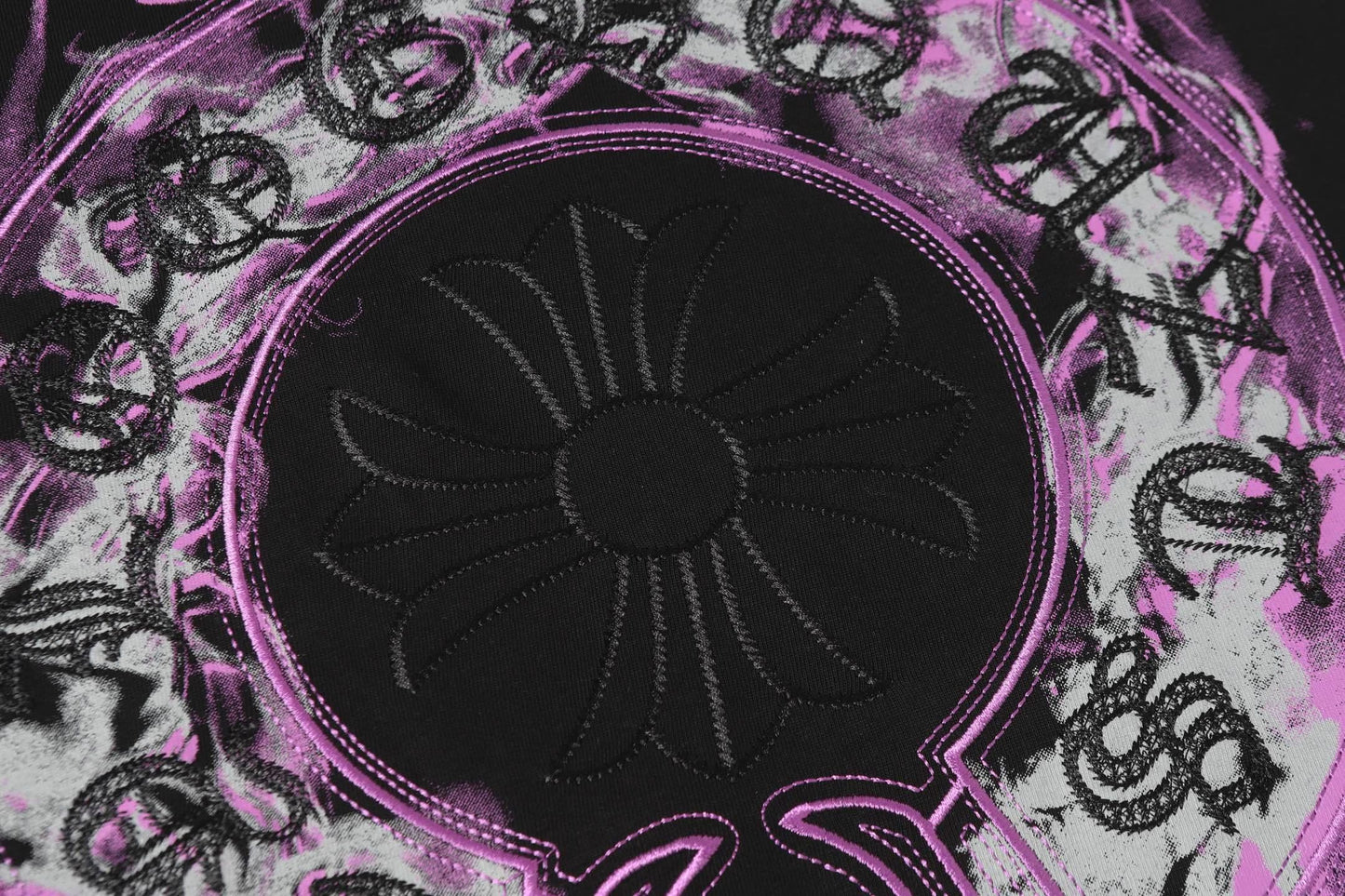 Chrome Hearts Purple Horseshoe Graphic T-Shirt Black