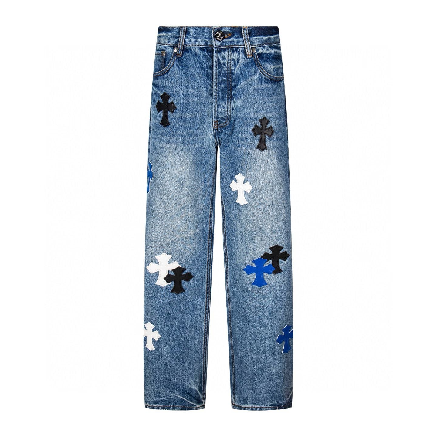 Chrome Hearts Cross Patch Blue Denim Jeans
