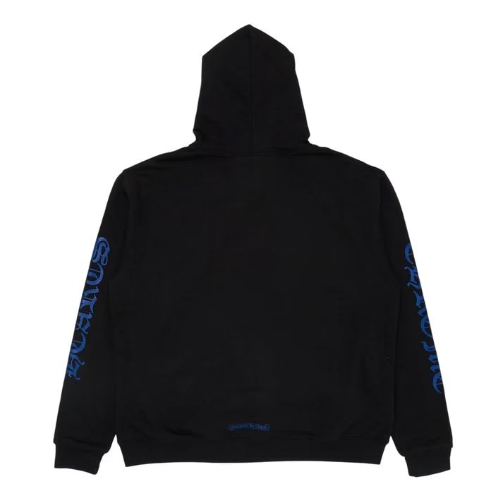 Chrome Hearts Vertical Logo Zip Up Hoodie Black Blue