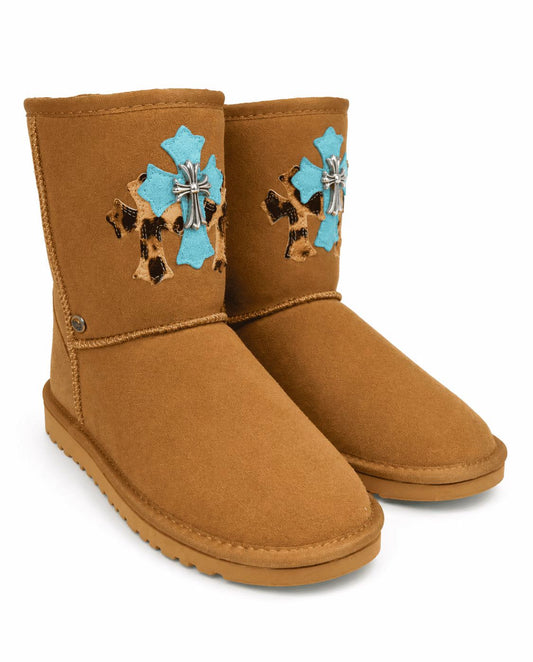 Chrome Hearts Sky Blue Cross Patch UGG Boots