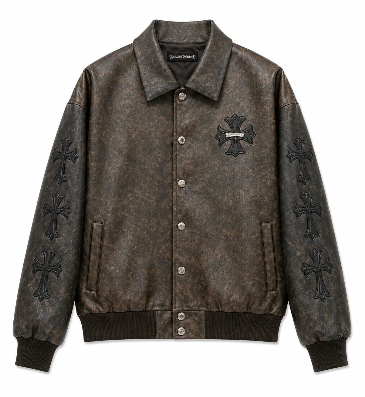 Chrome Hearts Vintage Cross Leather Jacket – Brown