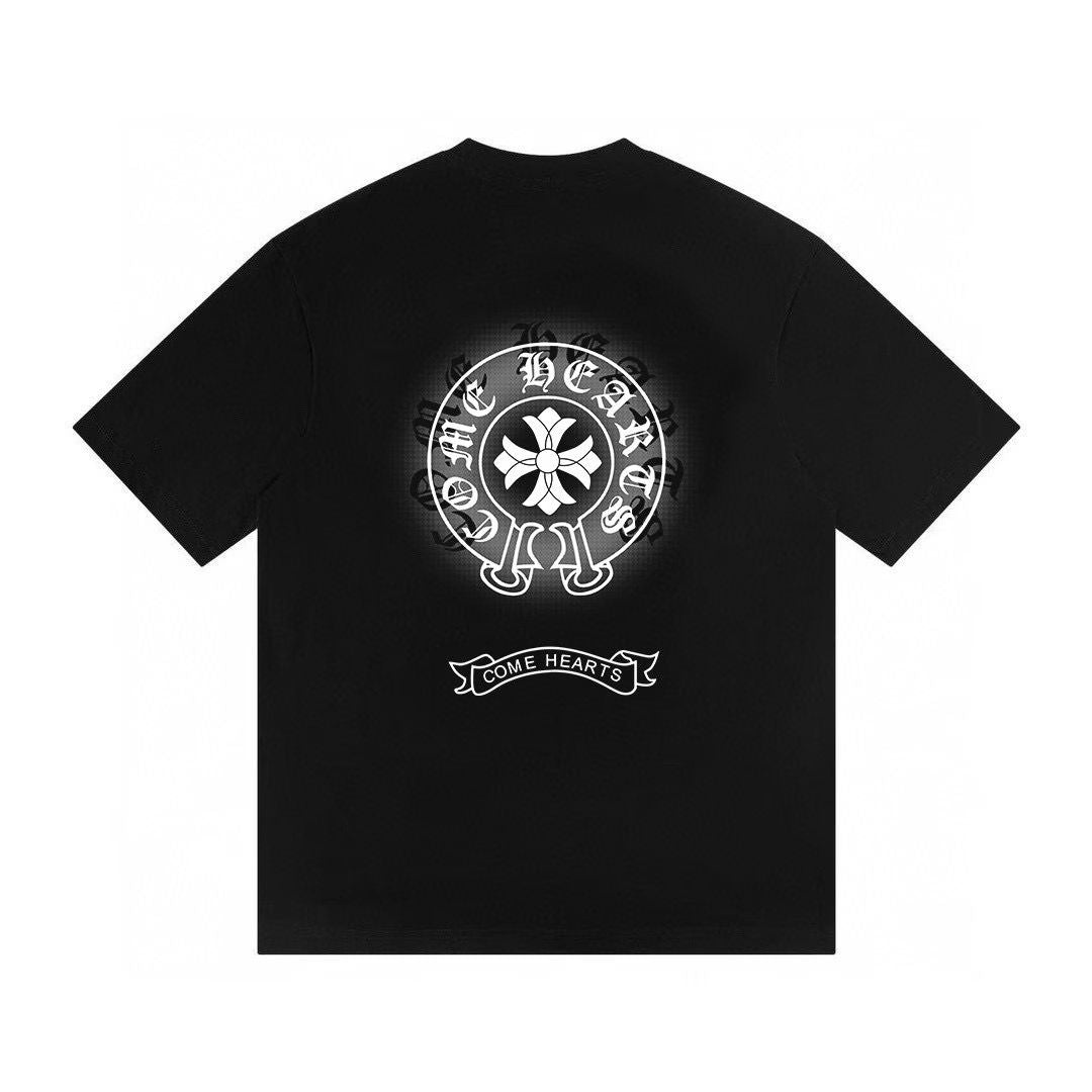 Chrome Hearts Horseshoe Floral Cross Graphic Black T-Shirt