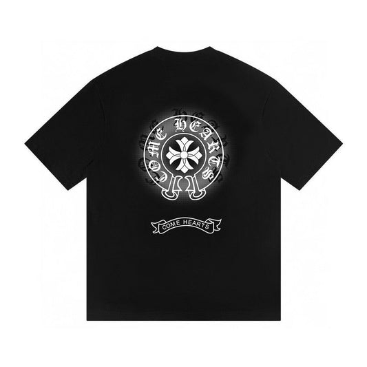 Chrome Hearts Horseshoe Floral Cross Graphic Black T-Shirt