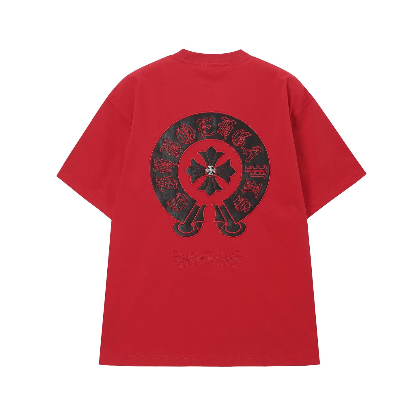 Chrome Hearts Red Horseshoe Cross Logo T-Shirt Red
