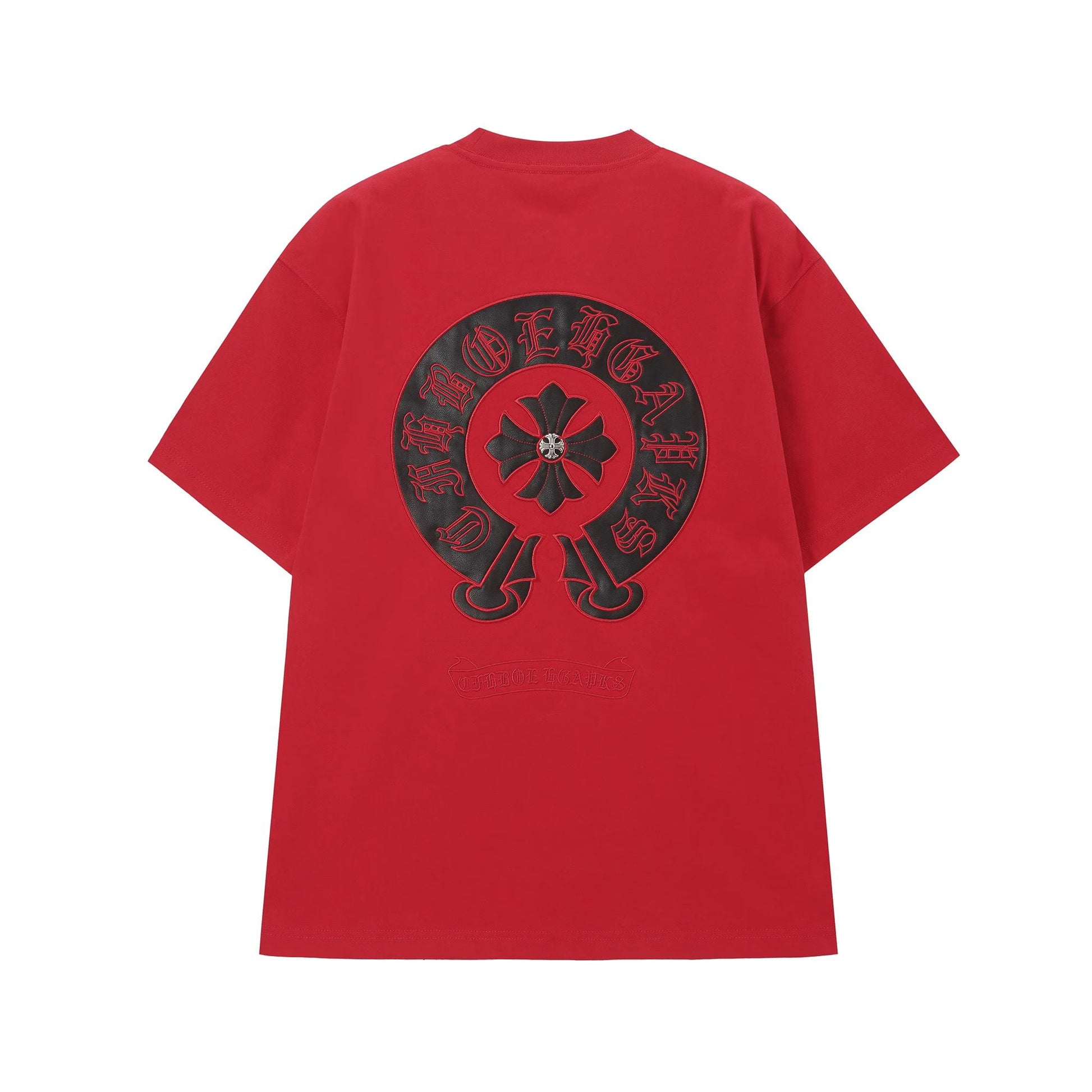 Chrome Hearts Red Horseshoe Cross Logo T-Shirt Red
