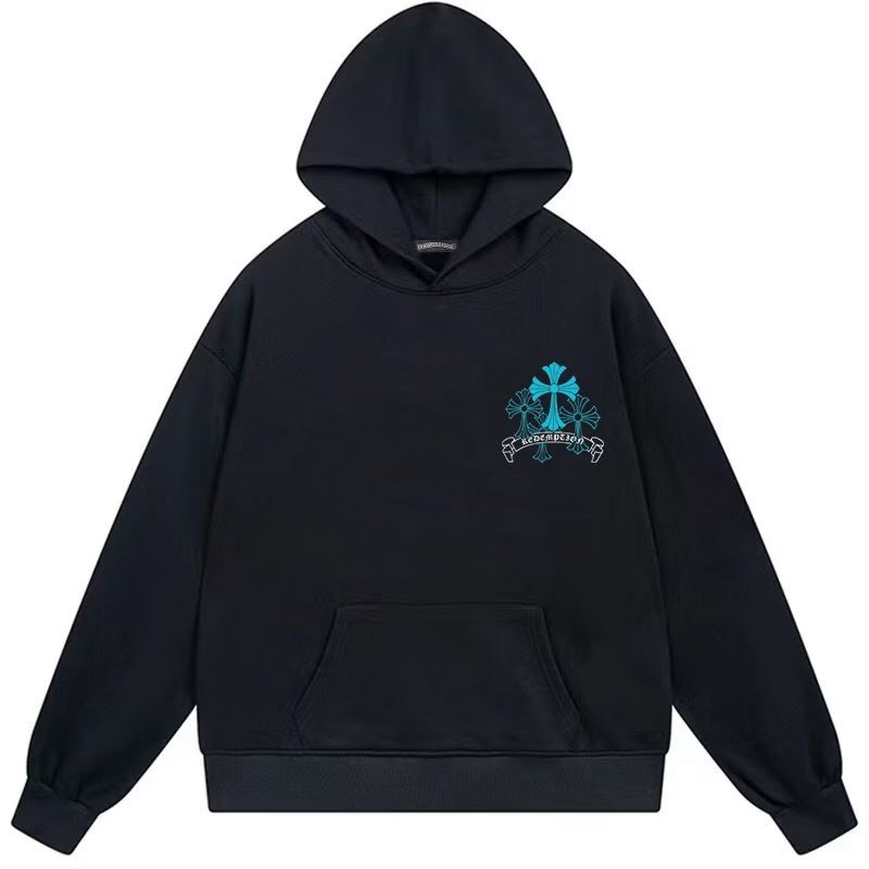 Chrome Hearts Blue Triple Cross Hoodie Black