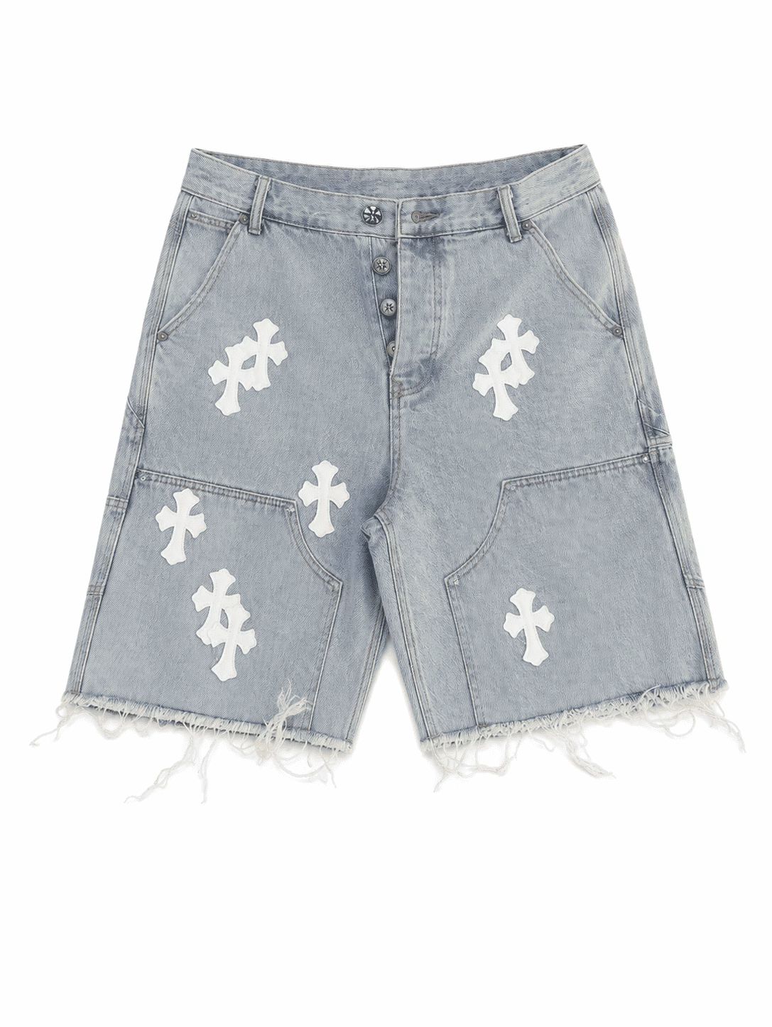 Chrome Hearts White Cross Denim Shorts