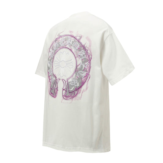 Chrome Hearts Purple Horseshoe Graphic T-Shirt White