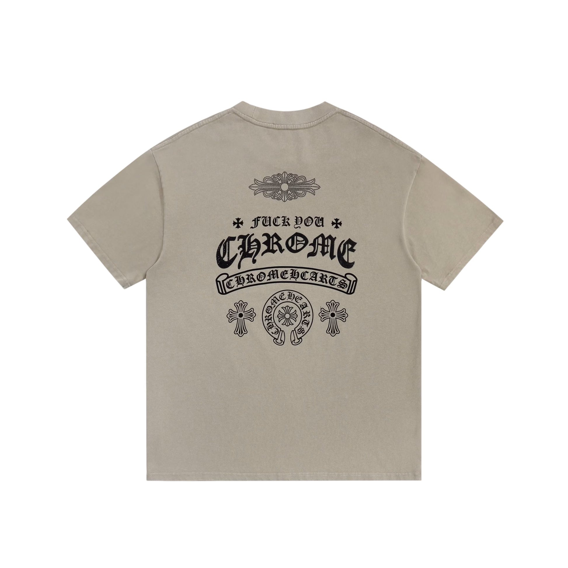 Chrome Hearts Fuck You Beige Horseshoe Logo Tee