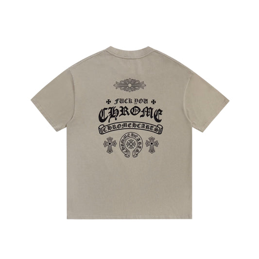 Chrome Hearts Fuck You Beige Horseshoe Logo Tee