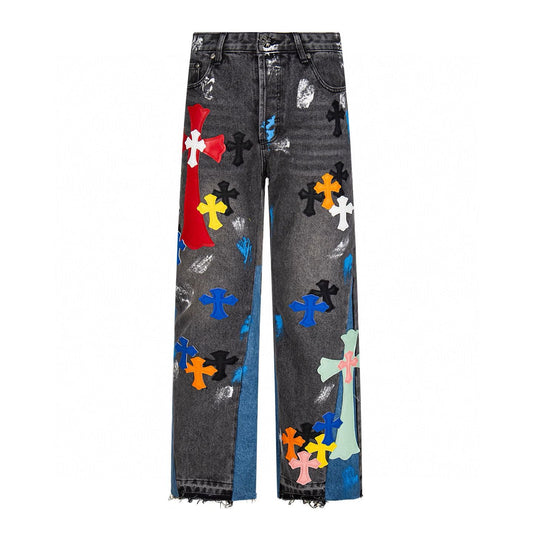 Chrome Hearts Color Cross Patch Jeans