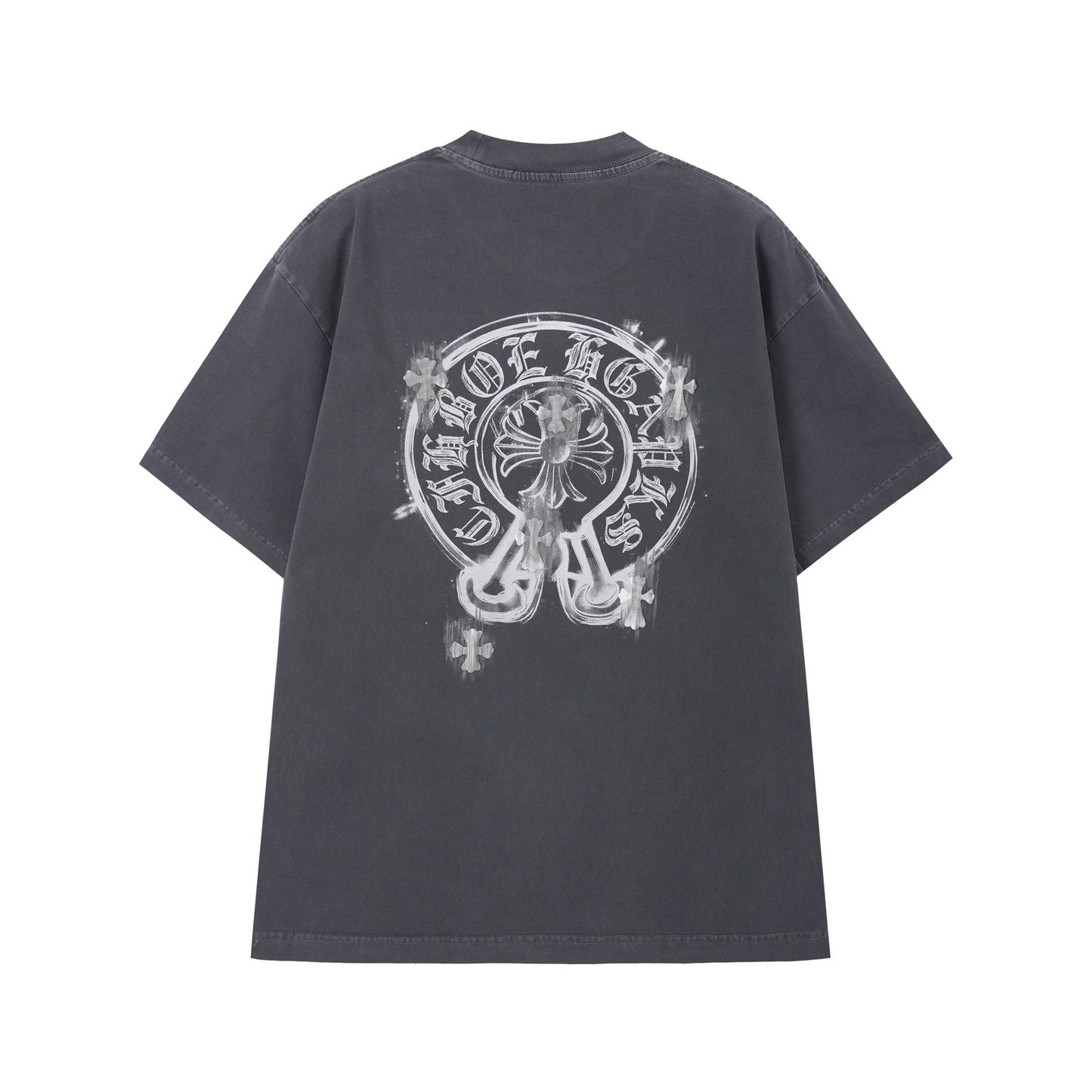 Chrome Hearts Washed Charcoal Horseshoe Graphic T-Shirt