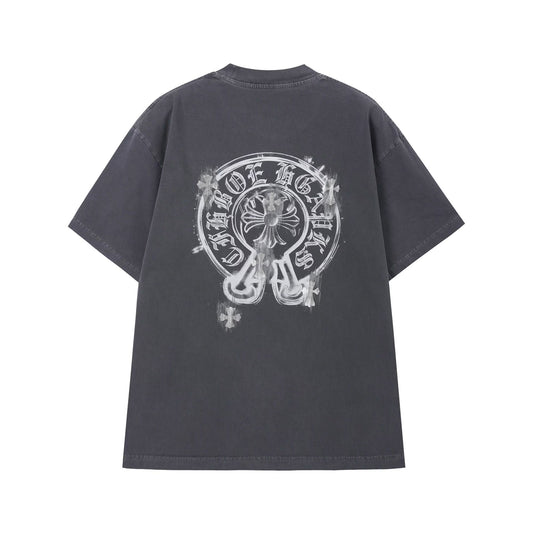 Chrome Hearts Washed Charcoal Horseshoe Graphic T-Shirt