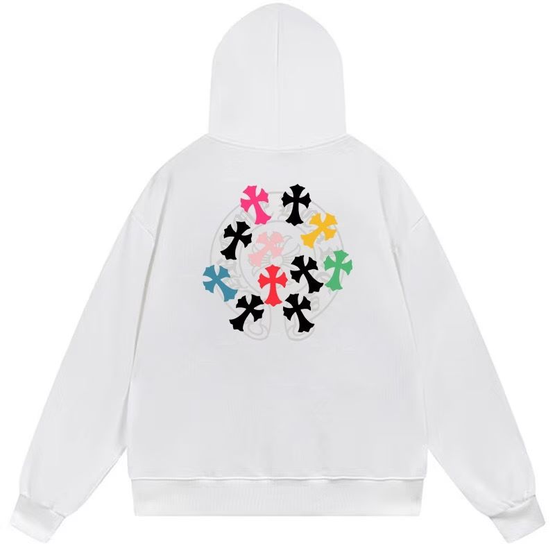 Chrome Hearts Multicolor Cross Logo White Hoodie