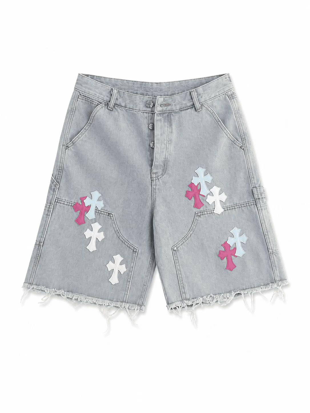 Chrome Hearts Multi Cross Patch Denim Shorts