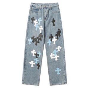 Chrome Style Levis Hearts Cyan Jeans