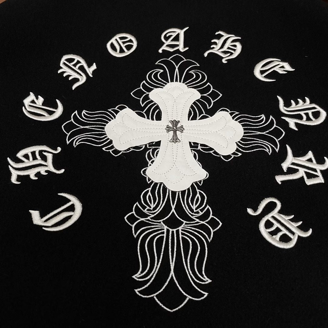 Chrome Hearts Cross Patch Varsity Jacket – Black/White