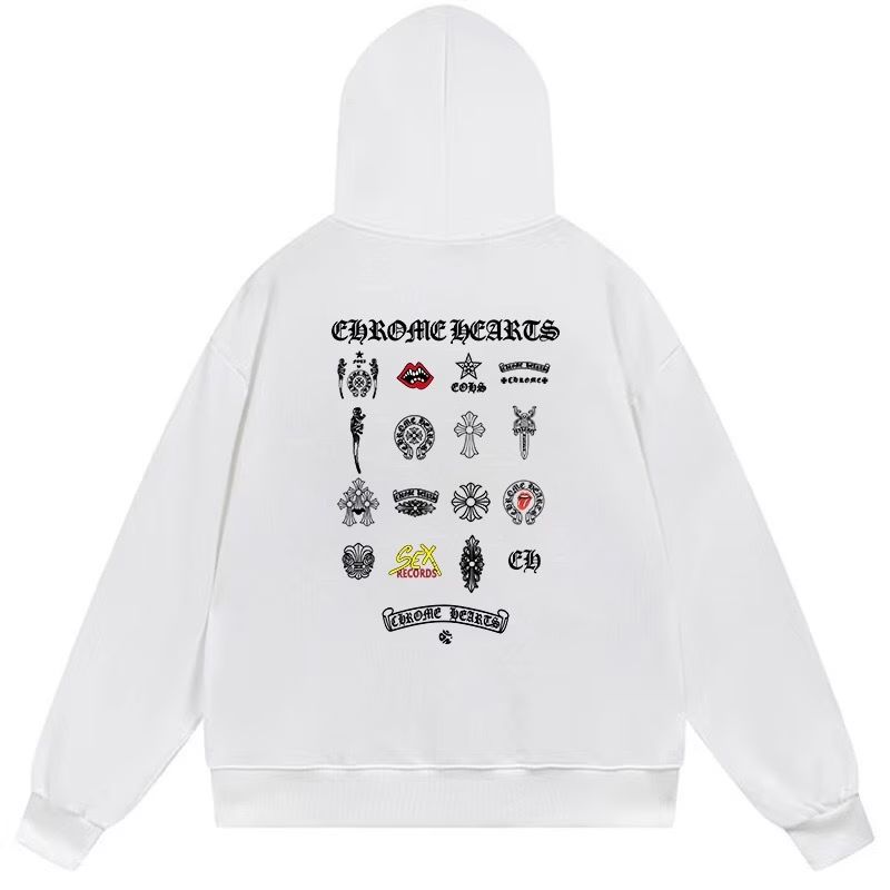 Chrome Hearts Multi Logo Graphic White Hoodie