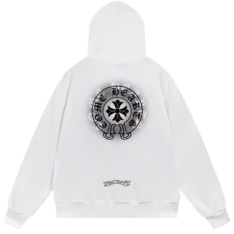 Chrome Hearts Classic Gothic Cross Back Print White Hoodie