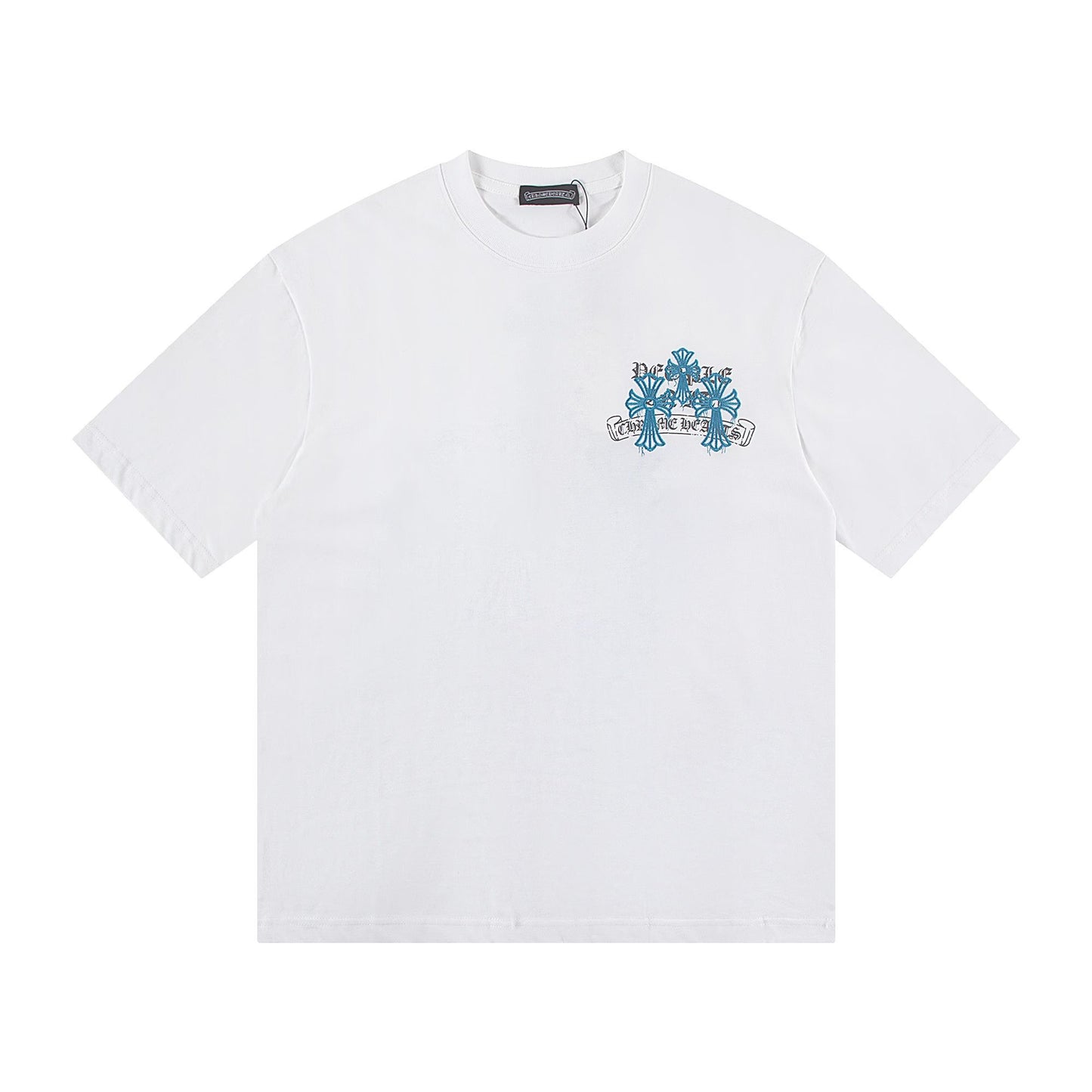 Chrome Hearts Blue Floral Cross T-Shirt White