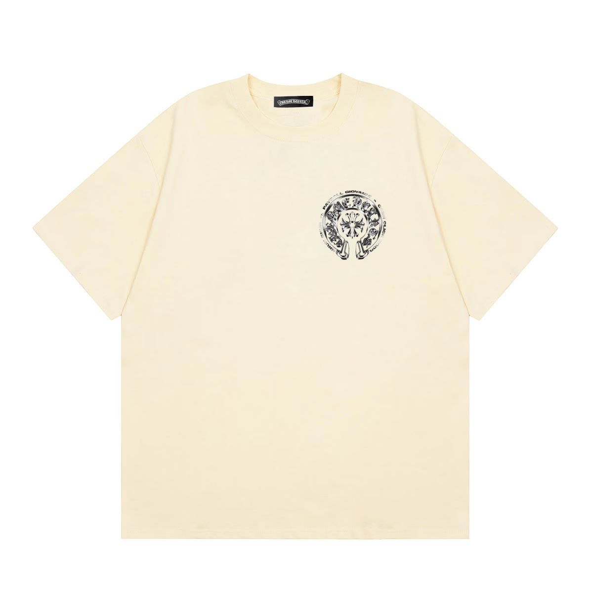Chrome Hearts Silver Scroll Logo T-Shirt Cream