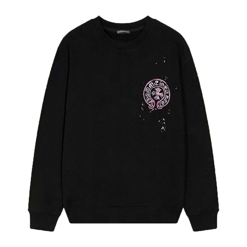Chrome Hearts Pink Horseshoe Cross Long Sleeve Black