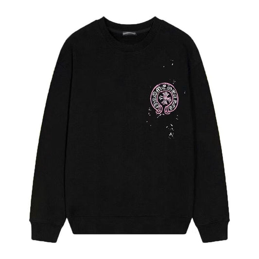 Chrome Hearts Pink Horseshoe Cross Long Sleeve Black