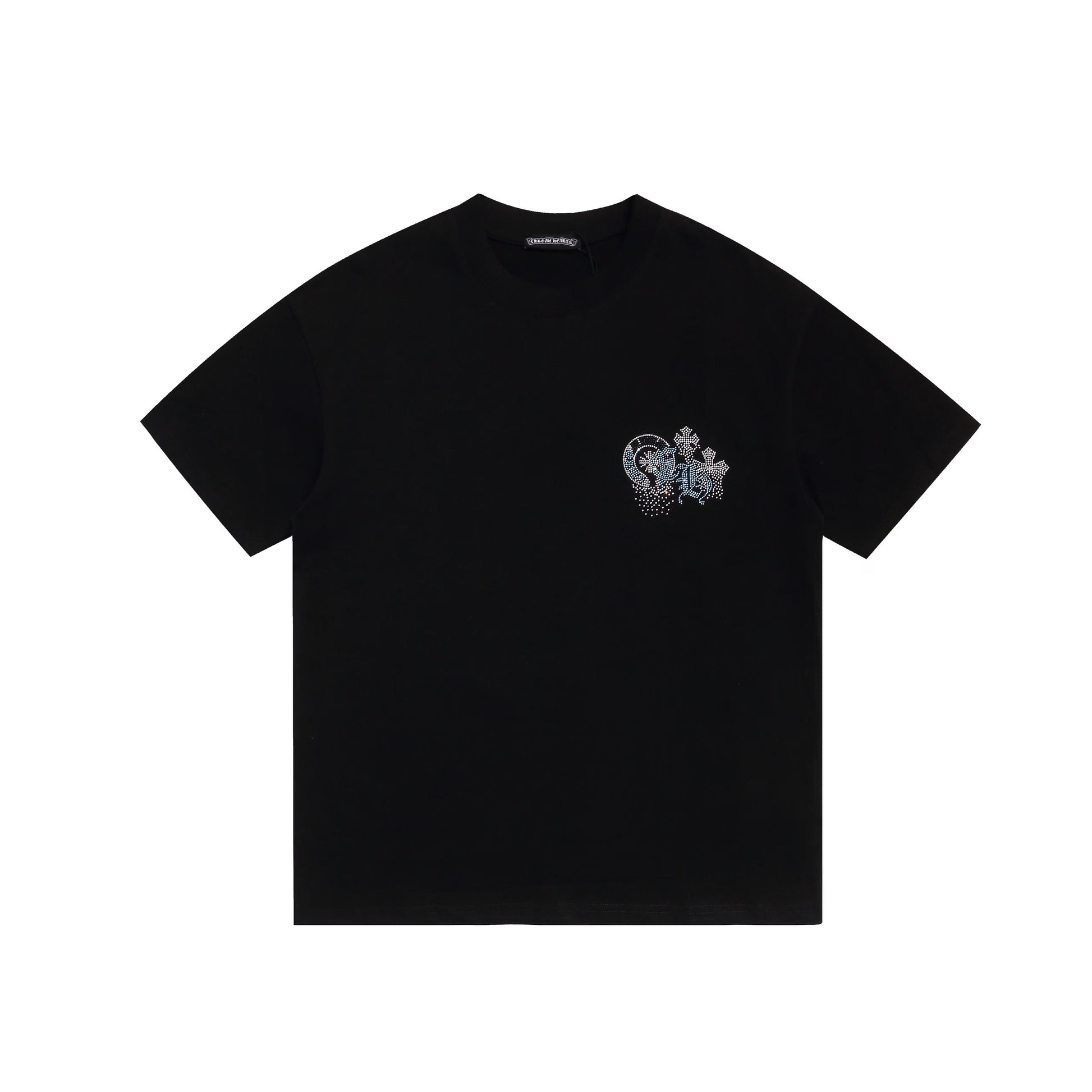 Chrome Hearts Black Blue Crystal Cross Logo Tee