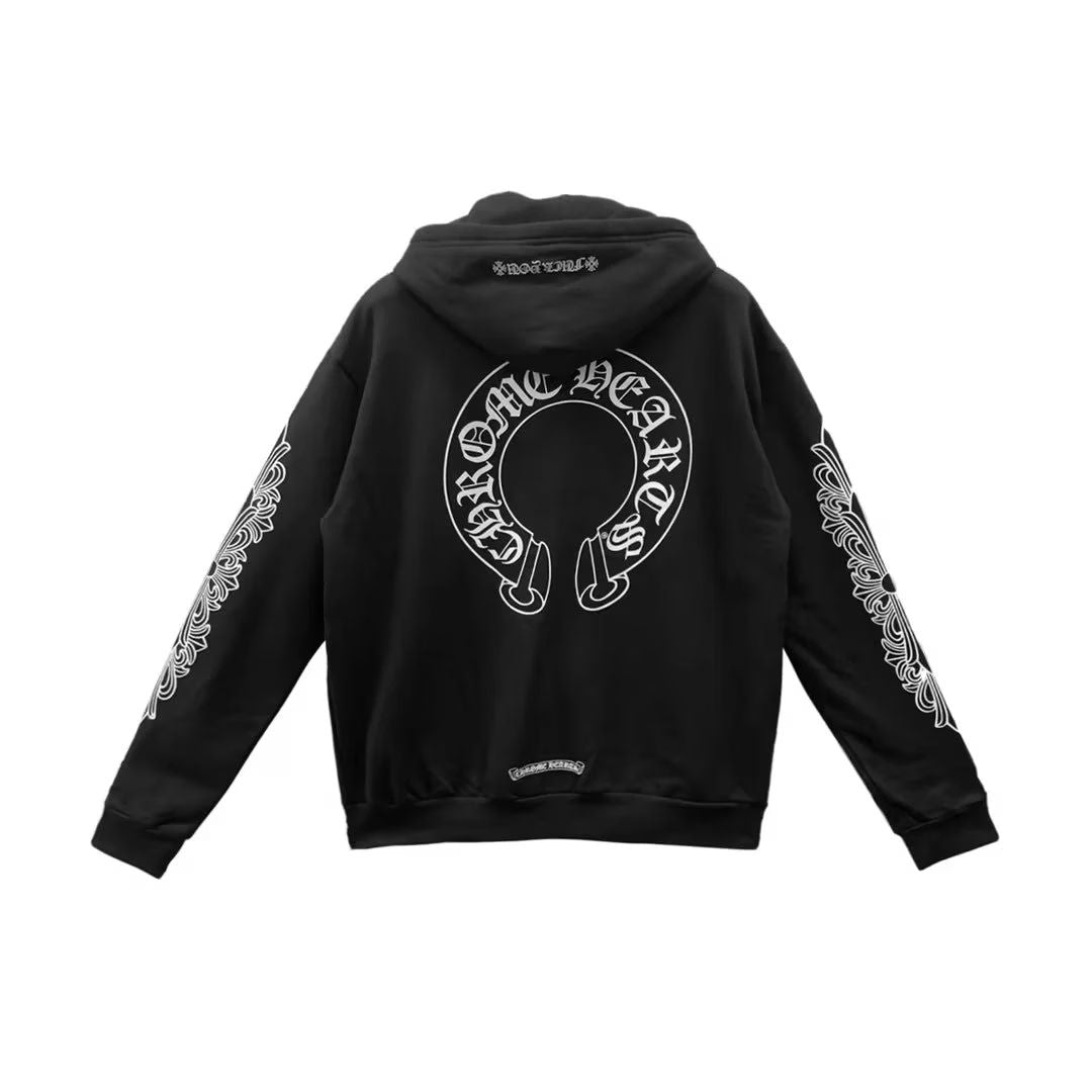 Chrome Hearts Zip Up Hoodie F**kyou Horseshoe Floral Sleeve
