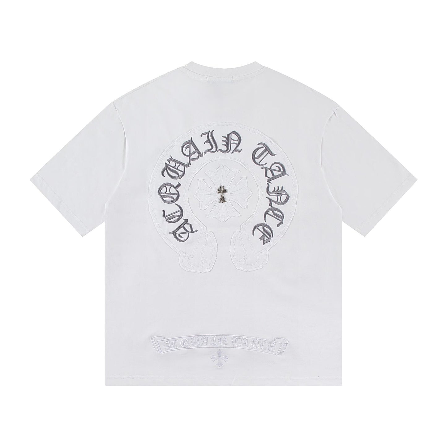 Chrome Hearts White Embroidered Floral Cross T-Shirt