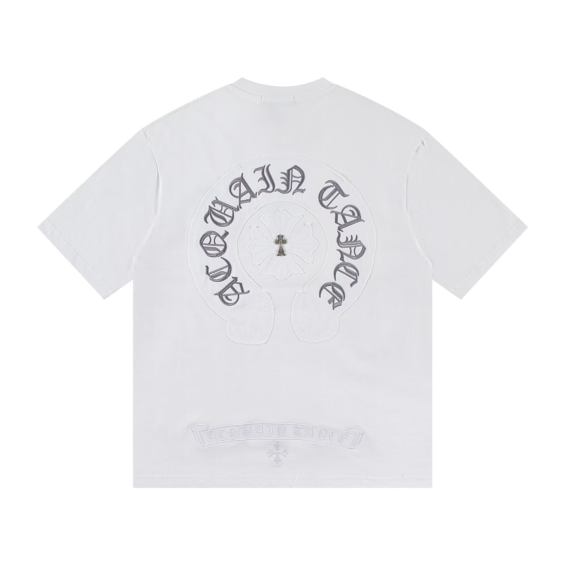 Chrome Hearts White Embroidered Floral Cross T-Shirt